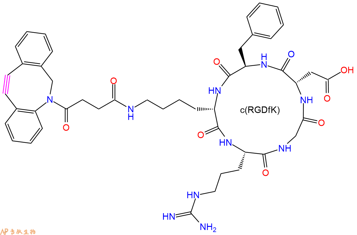 专肽生物产品DBCO修饰的c(RGDfK)环肽：DBCO-cyclo(RGDfK)